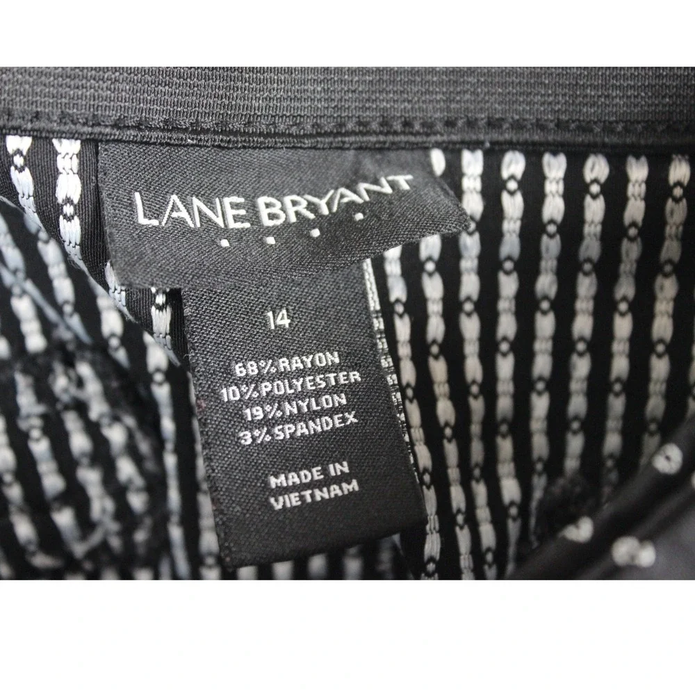 Lane Bryant Black‎ Petite Dot Pull On Stretch Pants Size 14